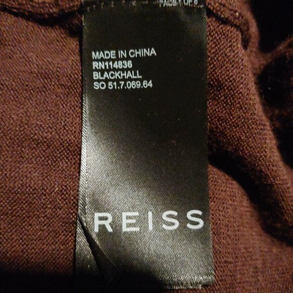 Reiss Maroon Brown Pullover L-Sleeve Sweater XL Mock Neck - Picture 9 of 9